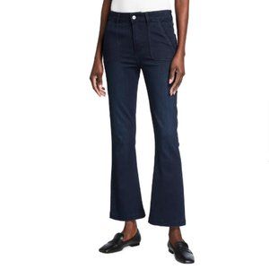 PAIGE Claudine Flare-Leg Jeans with Patch Pockets Raw Hem | Size 28